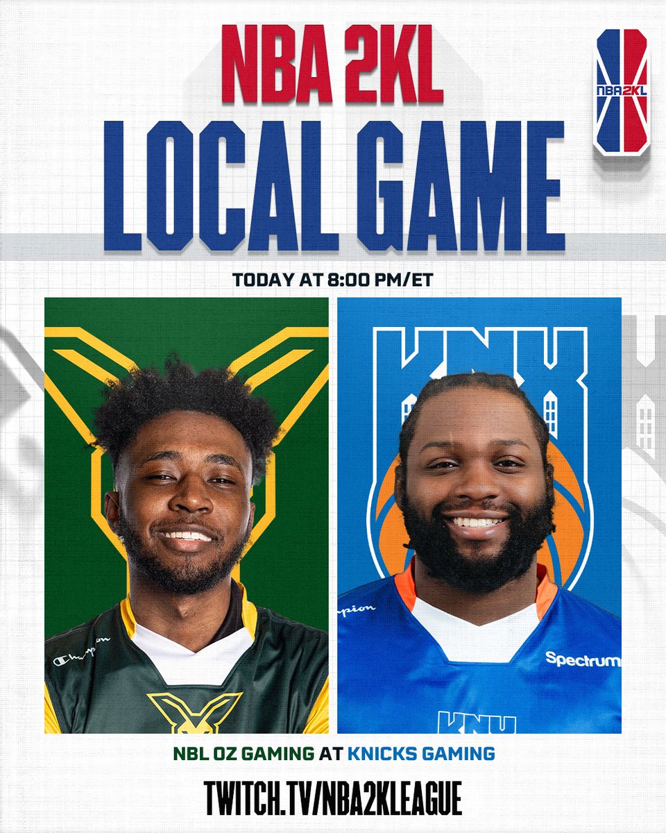 NBA 2K League (@nba2kleague) on Twitter photo Local Game 🎮
The team from down under 🇦🇺 <a href="/nblozgaming/">NBL Oz Gaming 🦘🇦🇺</a> is headed to NYC 🗽 to take on <a href="/KnicksGaming/">Knicks Gaming</a>!
🕗: 8 PM/ET
💻: Twitch.tv/nba2kleague Local Game 🎮
The team from down under 🇦🇺 <a href="/nblozgaming/">NBL Oz Gaming 🦘🇦🇺</a> is headed to NYC 🗽 to take on <a href="/KnicksGaming/">Knicks Gaming</a>!
🕗: 8 PM/ET
💻: Twitch.tv/nba2kleague