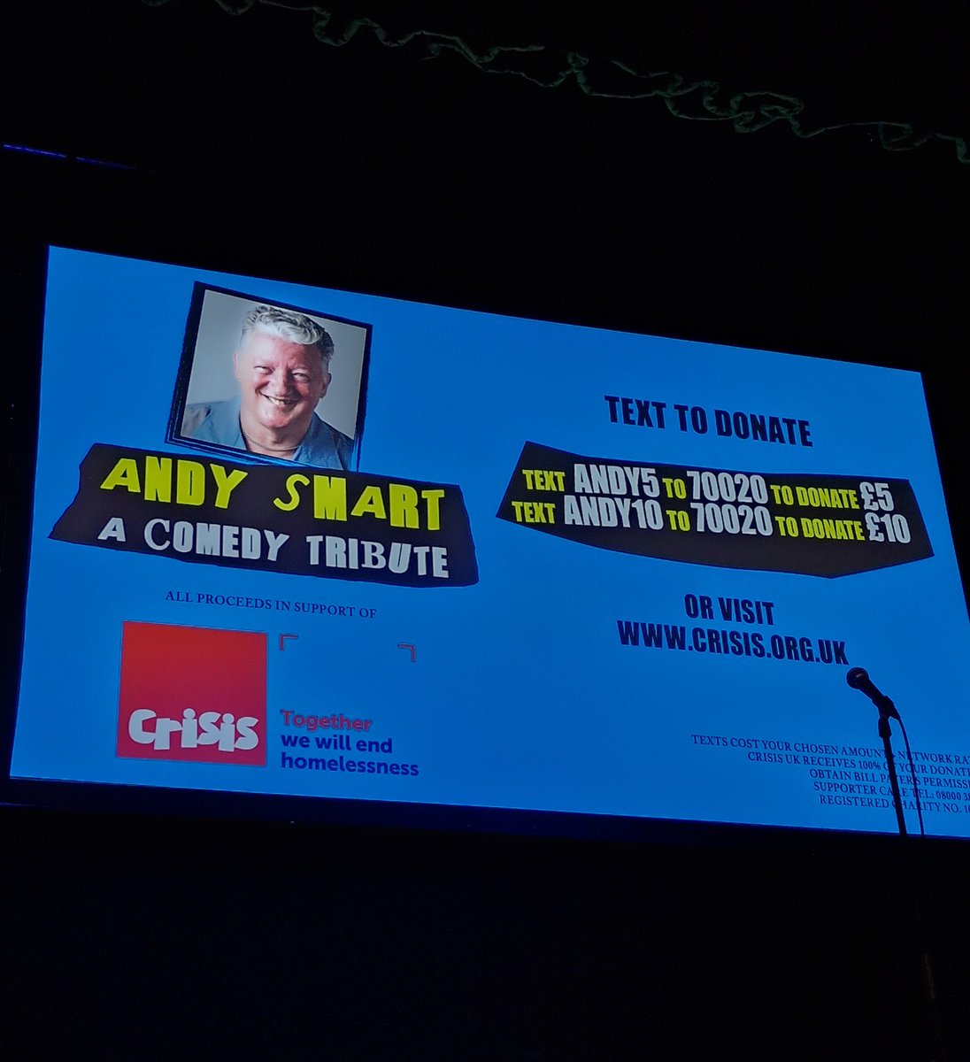 A lovely tribute to a lovely bloke.

And even though he wasn't with us tonight, Andy still managed to get some of the biggest laughs of the gig.