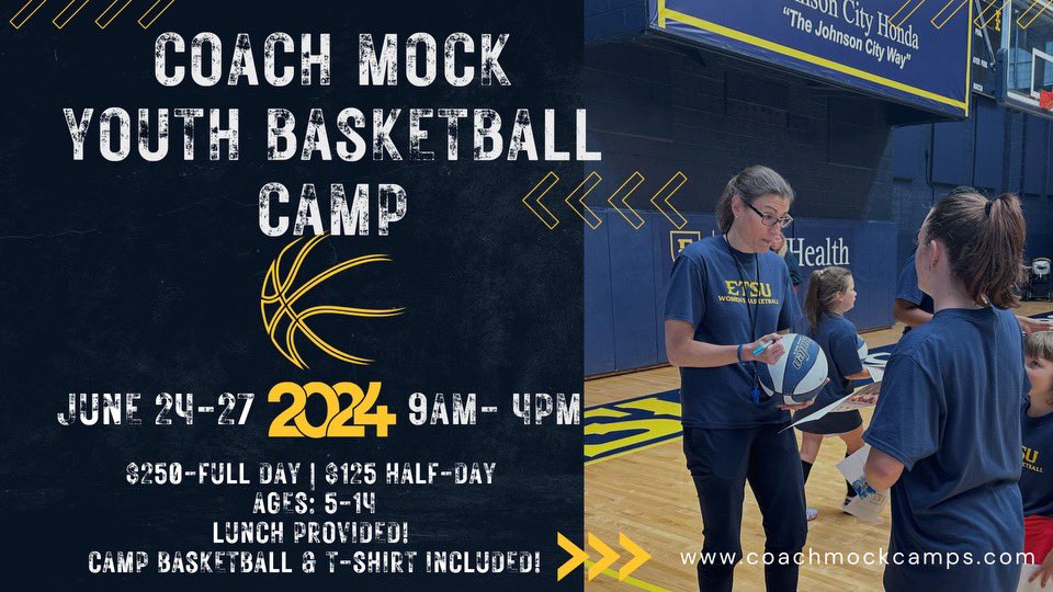 ETSU_WBB's tweet photo. We are now 3️⃣ weeks away from our YOUTH CAMP‼️For more information visit https://t.co/QZ10rBhP0V!!! https://t.co/snCOeK5H0e