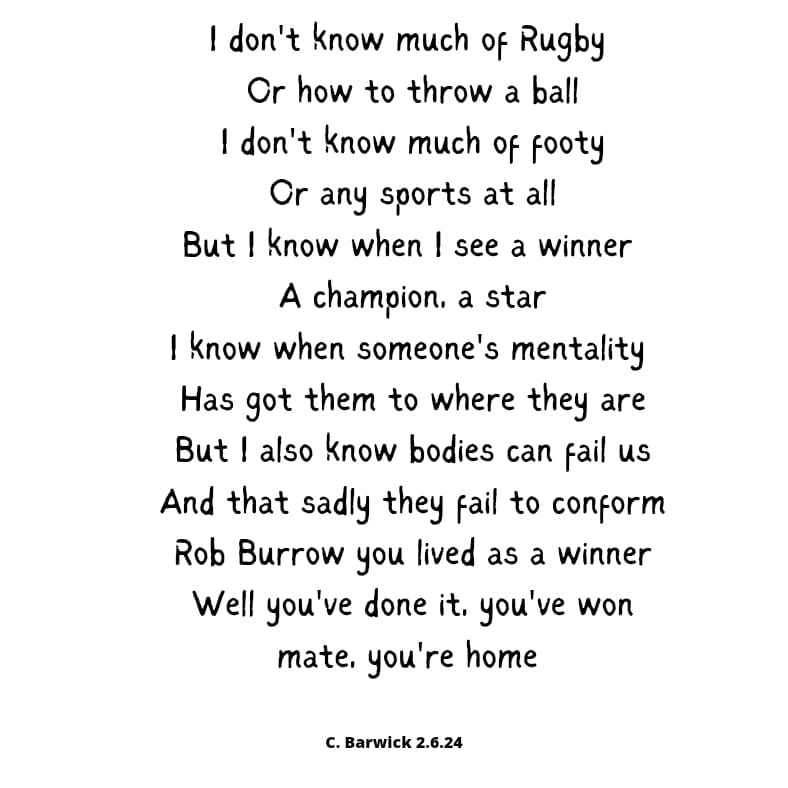 I share this while thinking of all Rob's friends and family and praying that somewhere in this they find hope and a little solace.

Winner
<a href="/TheLastLeg/">thelastleg</a>
<a href="/lindseyburrow/">Lindsey Babb</a> <a href="/BBCLeeds/">BBC Leeds</a>