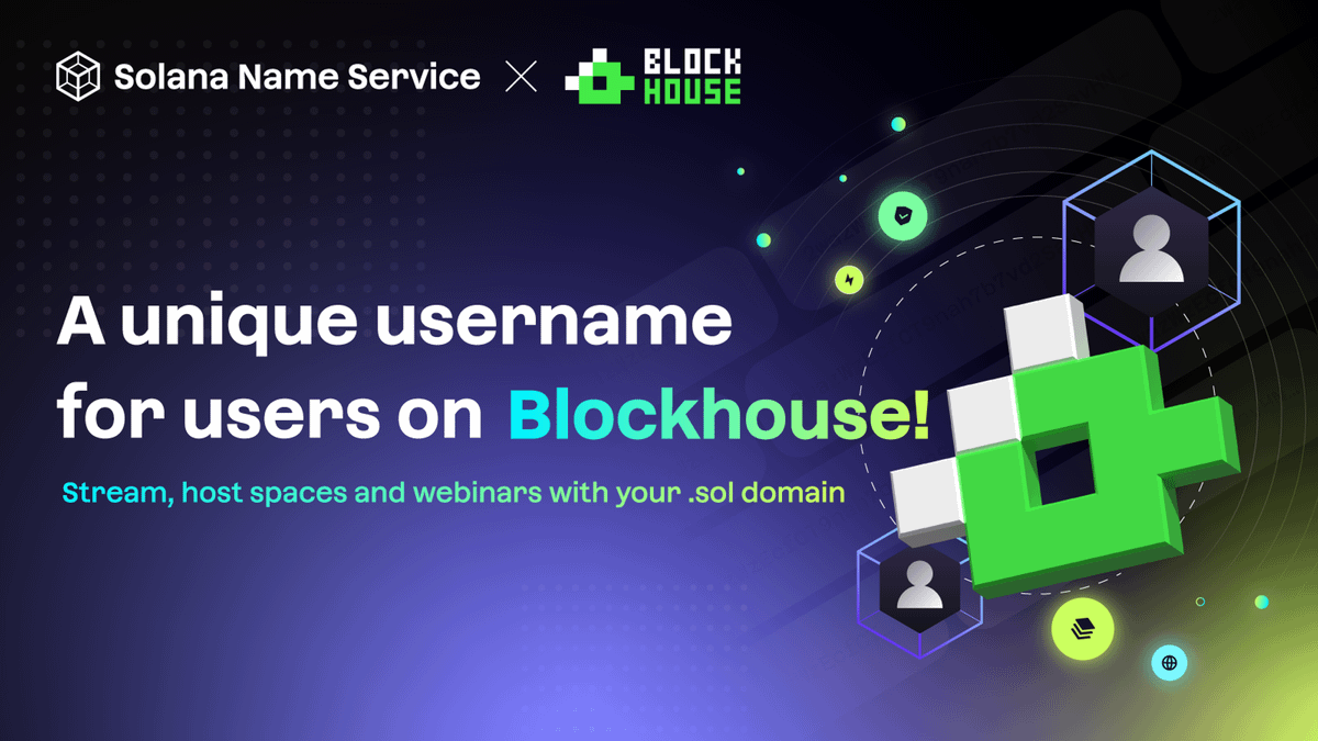 sns's tweet image. Solana Name Service 🤝 @BlockHouseChat
Another W for domainooors! The use of our domains is rapidly expanding into socialFi sphere - there's value for domains as usernames that are perfectly unique
Blockhouse builds on this sentiment by enabling .sol usernames to replace the…