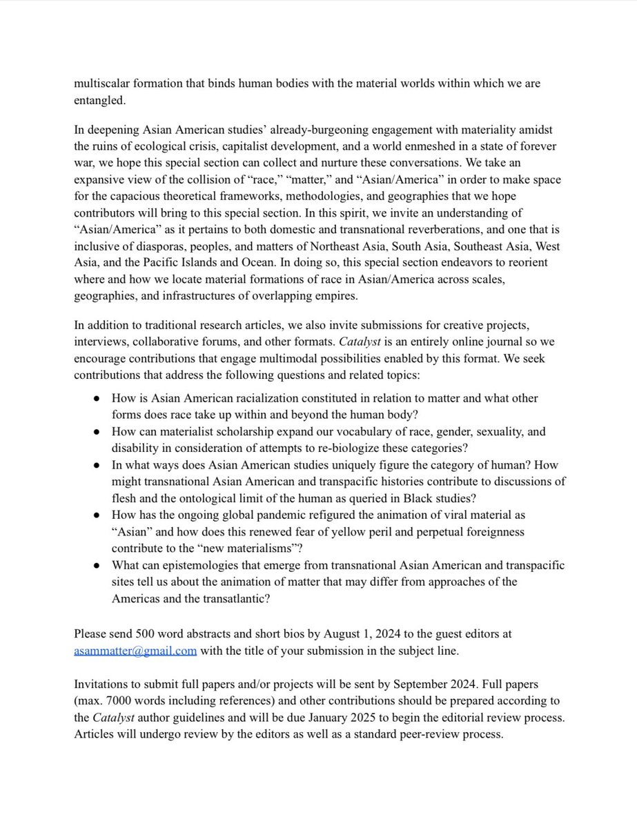 keva 👾 (@outrageous_keva) on Twitter photo Excited to share our CFP for a new special section of <a href="/catalyst_sts/">Catalyst: Feminism, Theory, Technoscience</a>, “Racial Matters of Asian/America” co-edited with Natalia Duong ✨. Please share widely and consider submitting, esp those w/ new work at intersections of AsAm studies and Feminist STS!
catalystjournal.org/index.php/cata… Excited to share our CFP for a new special section of <a href="/catalyst_sts/">Catalyst: Feminism, Theory, Technoscience</a>, “Racial Matters of Asian/America” co-edited with Natalia Duong ✨. Please share widely and consider submitting, esp those w/ new work at intersections of AsAm studies and Feminist STS!
catalystjournal.org/index.php/cata…