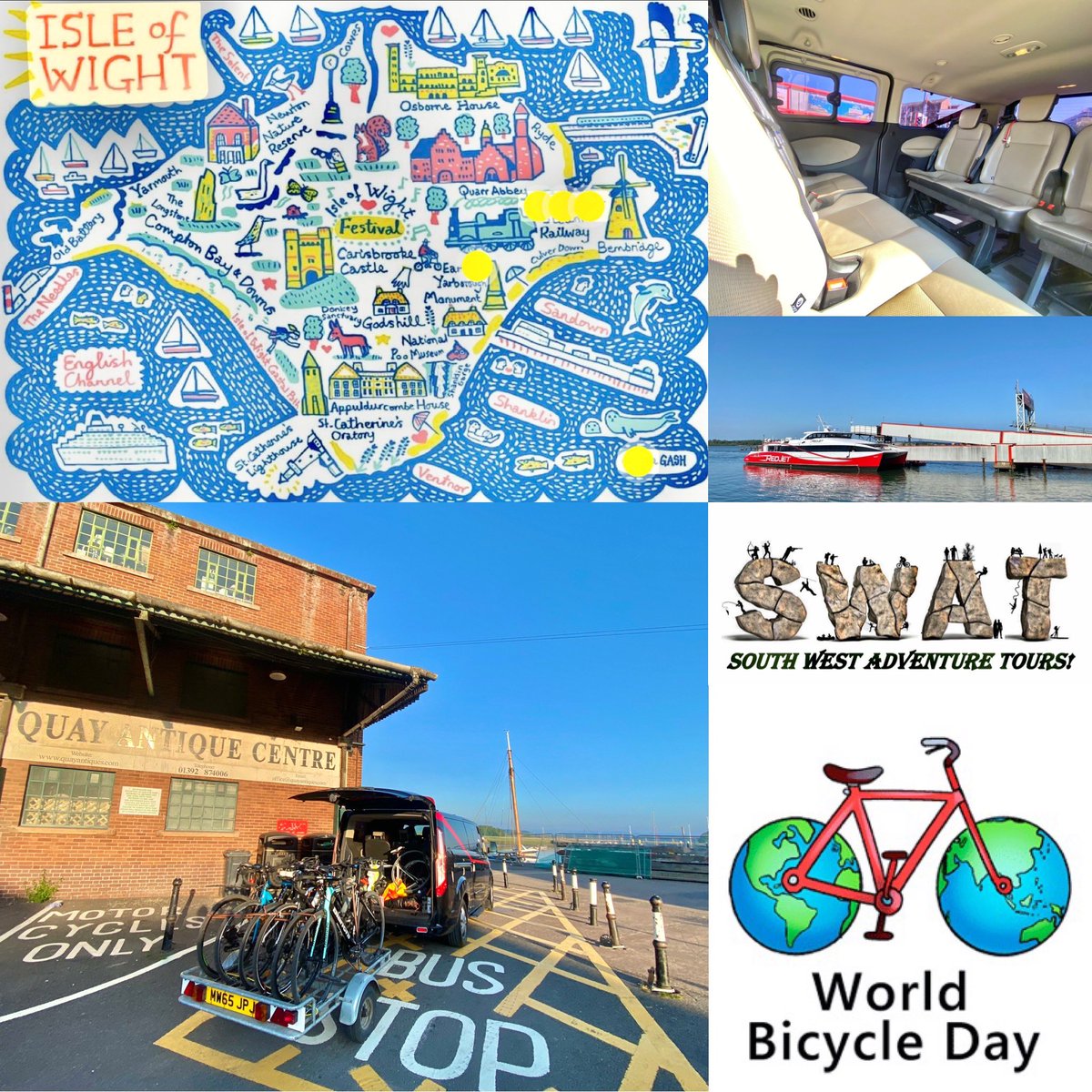8 super cyclists from Topsham transported to and from The Red Funnel Ferry Terminal in Southampton for a two day jolly around the beautiful Isle of Wight..and coincidentally during World Bicycle Day as well!..🚴🚴‍♀️🚴‍♂️😎👍

Visit us at: southwestadventuretours.co.uk