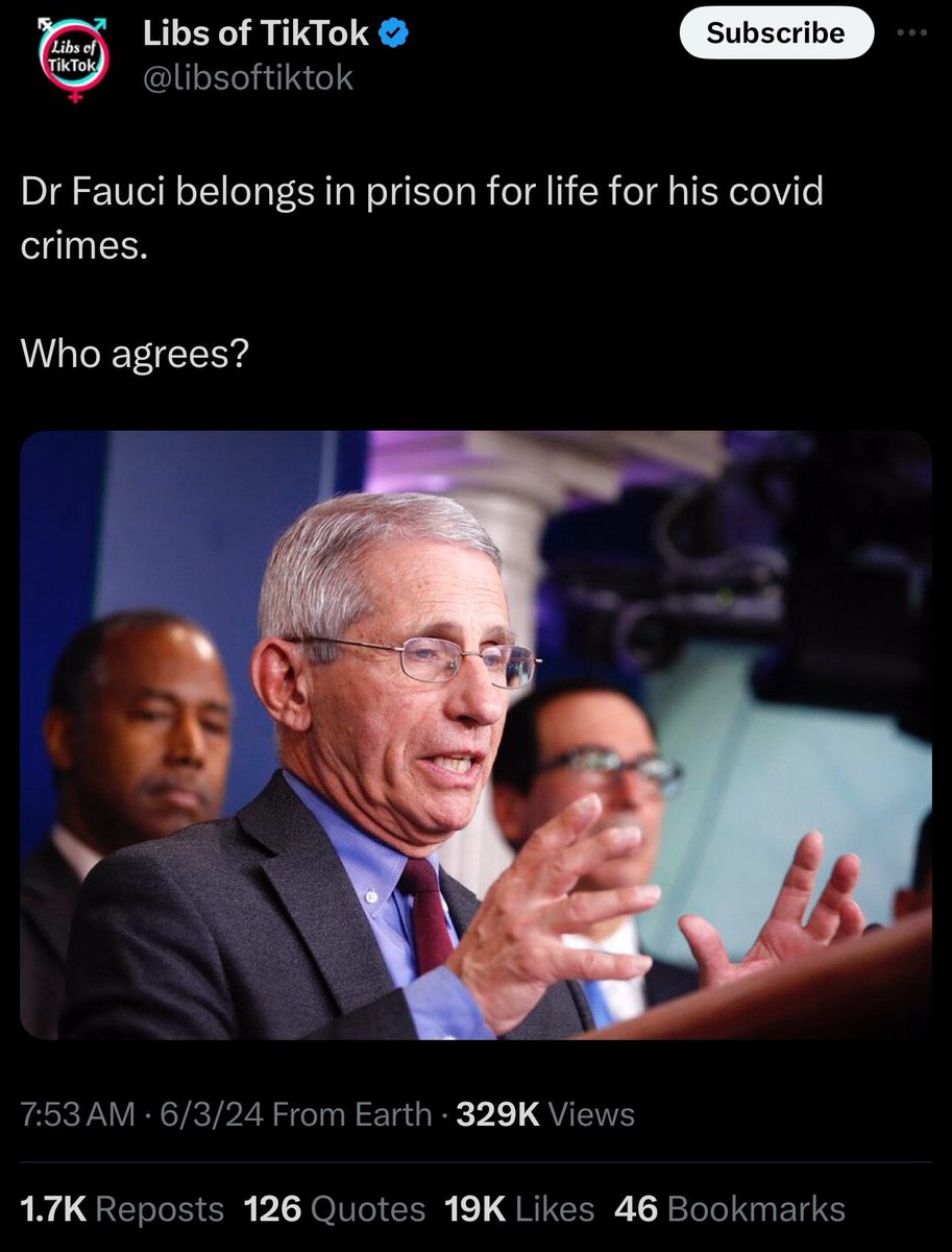 Who agrees Fauci is the most nefarious criminal of our lifetime?