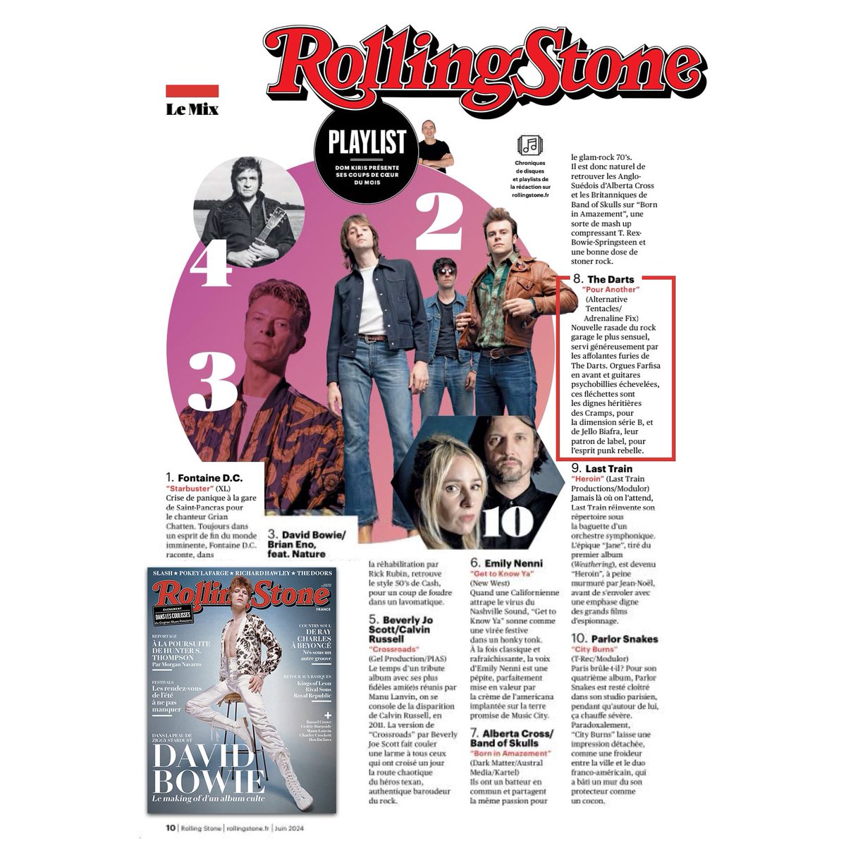thedartsUS's tweet photo. Woke up to our single “Pour Another” in Rolling Stone again today! 🥰🥰🥰🥰
“A new swig of the most sensual garage rock, served up by the mad furies of The Darts.” - Rolling Stone, June 2024 Playlist (FR)
Merciiiiii @rollingstonefrance 🪃🤘🏽🪃🤘🏽🪃
#thedartsus #pouranother https://t.co/9jDXyVAmaR