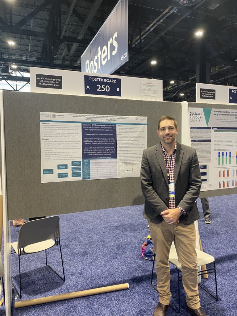 Pleasure to present research in Chicago for #ASCO24. Adding to the evidence for routine DPYD genotype guided dosing as standard of care to reduce treatment toxicity for patients. Great to meet @sony_tuteja and many others also moving research forward in this area.