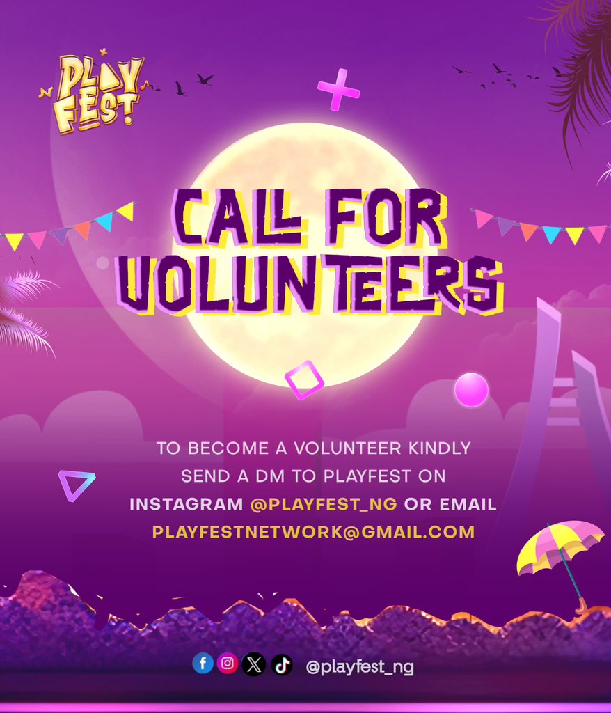 Playfest_ng's tweet image. Volunteer with us, lets create unforgettable moments at Playfest.
#PlayfestAwka #Playfest #volunteer #volunteers