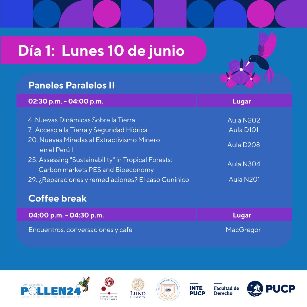 intepucp's tweet photo. #EventoINTE | Este 10 de junio inicia la conferencia anual sobre ecología política, Pollen24 🌎✨

Te invitamos a revisar los temas que se abordarán en la plenaria y las paralelas del primer día aquí ⬇️

Conoce más de POLLEN24 Lima aquí:
https://t.co/Z6JO9WQhkR https://t.co/nno0IbvlZN