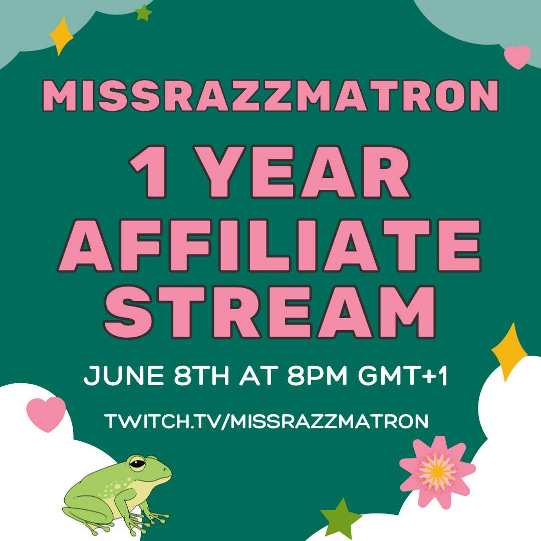 MissRazzmatron's tweet photo. Hey everyone! My affiliate anniversary was a couple of days ago, but I plan to do a celebration stream on Saturday, 8th June! We will hopefully be running some custom Dead by daylight games with friends, but the plans could change! I will post more info later. See you there =D https://t.co/K6qP0BEf5o