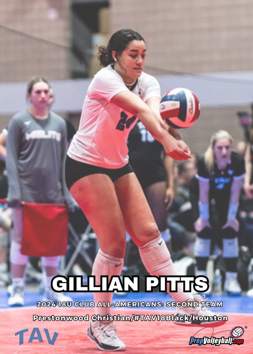 Congrats to #TAV18Black 2025 athlete Gillian Pitts  (Prestonwood Christian/Houston) for being named to the Prepvolleyball.com 18U Club All-Americans: Second Team! #GoTAV prepvolleyball.com/club/2024-18u-…