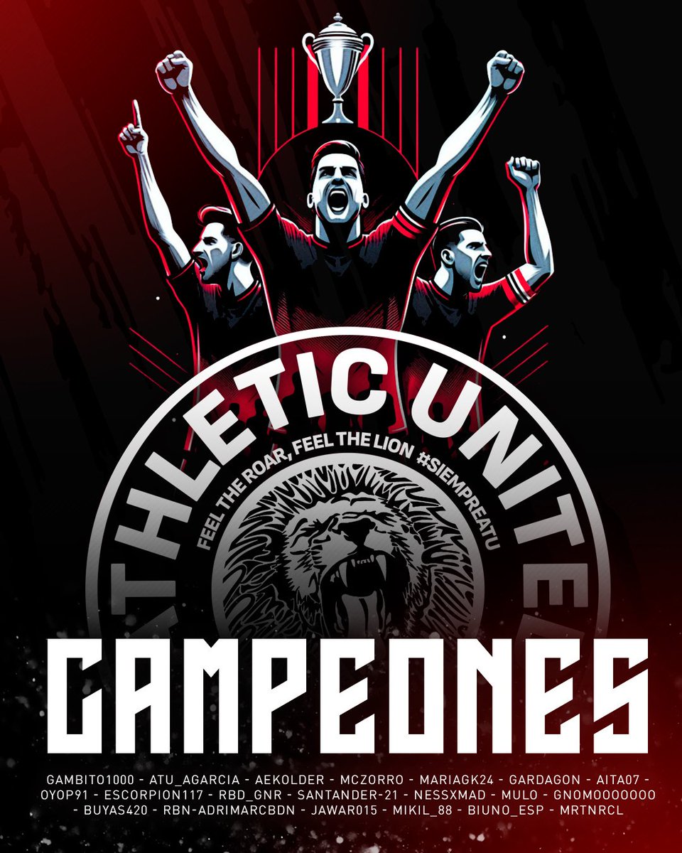 ¡Somos campeones! 🏆🎉

Hemos conseguido el título de la <a href="/LigaTGM/">Liga TGM</a> 1º División A. Gracias a todos por vuestro apoyo incondicional. ¡Este triunfo es de todos!

#SiempreATU #EASPORTSFC #FeelTheRoar