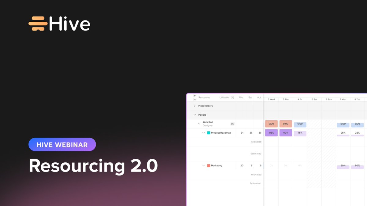 hive's tweet image. Thoughtful leaders future-proof their teams! 🔮 👀 
Learn how to adapt and thrive with effective resource management, join our FREE webinar tomorrow at 12pm (EDT) | 9am (PDT). 
👉 Register NOW: lnkd.in/dJFHgVDj

#ResourceManagement #ResourcePlanning #ResourceAllocation