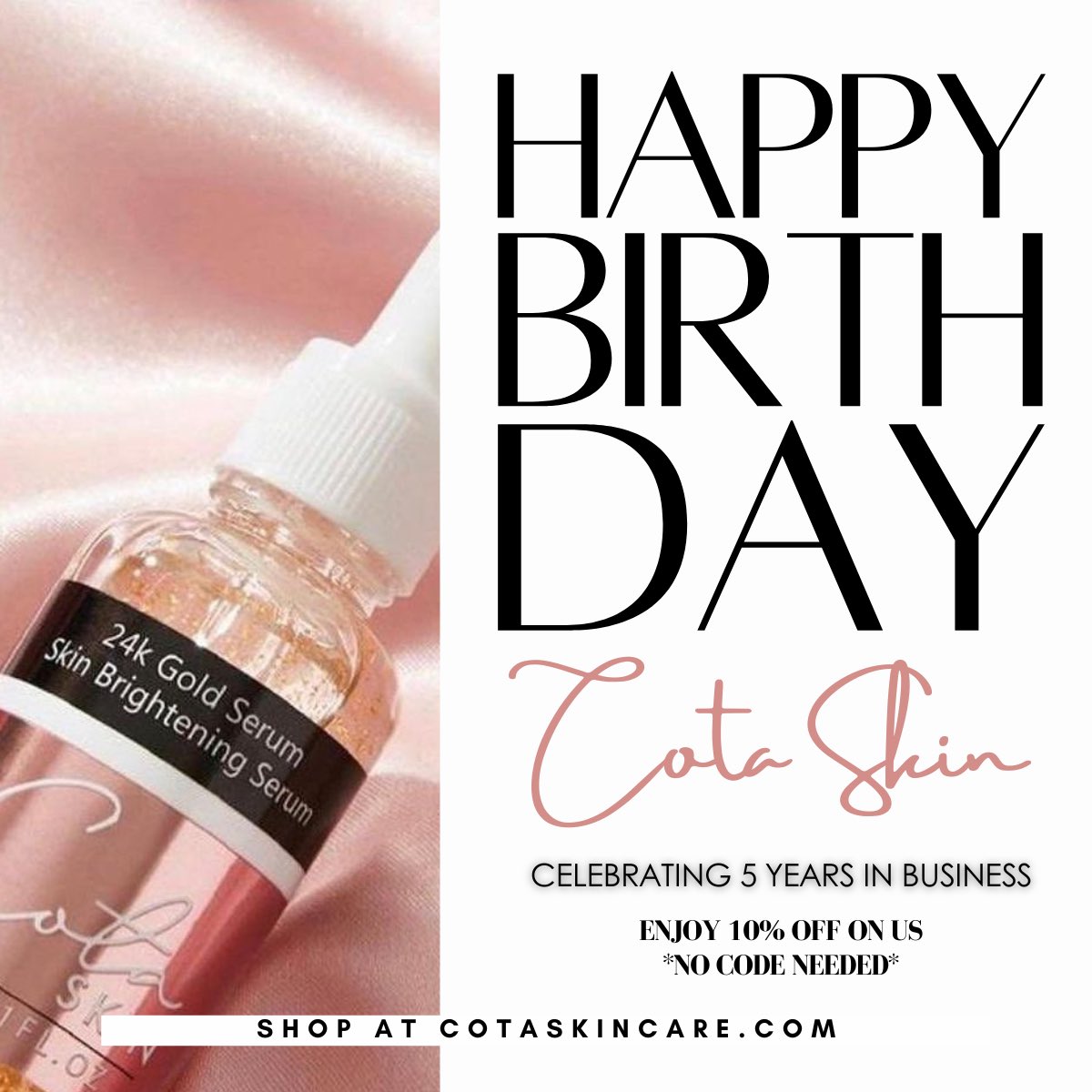 Still time to get your 10% off! 

**No code needed**
Shop at CotaSkinCare.com