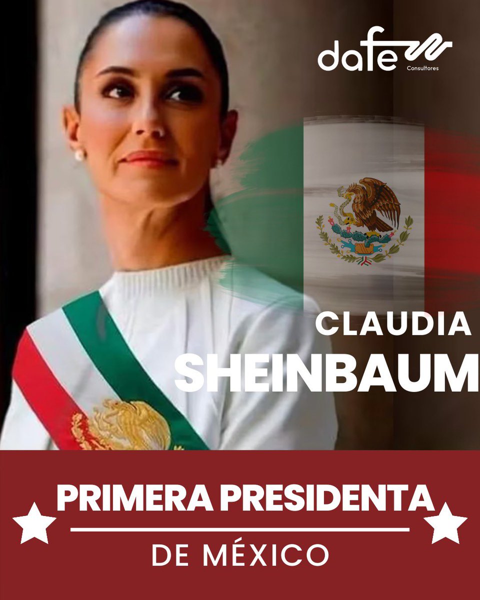 dafemx's tweet photo. ¡Histórico momento para México! 🇲🇽 Claudia Sheinbaum ha sido elegida como la primera #presidenta de nuestra nación. Su liderazgo inspirador marca un hito en nuestra historia, mostrando que los límites no existen cuando se lucha con determinación por un país más justo y próspero https://t.co/bHdw1a80XE