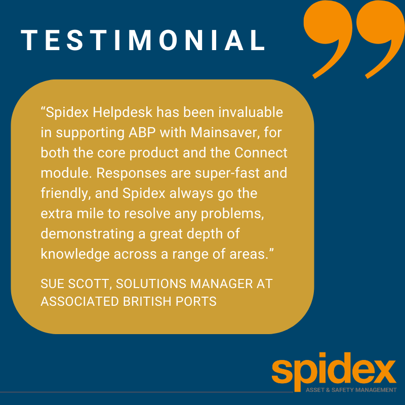SpidexSoftware's tweet image. 🌟Our customers say it better!🌟@abports21 #feedback is a testament of our dedicated UK-based #technicalsupport team striving to serve our #customers by responding to their #enquiries in the best ways and offering #resolutions in the shortest times possible. #SpidexSoftware #CMMS