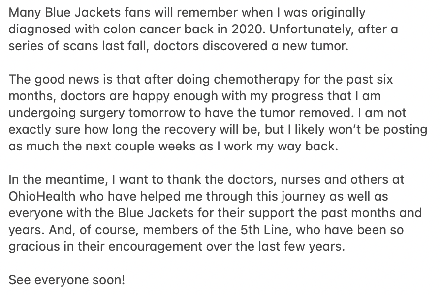 JacketsInsider's tweet photo. A personal update to share -- one battle with cancer wasn't enough for me, apparently.
The good news is things are going well! And as I always like to say, you can't get rid of me that easily. https://t.co/UpgbZtKIID