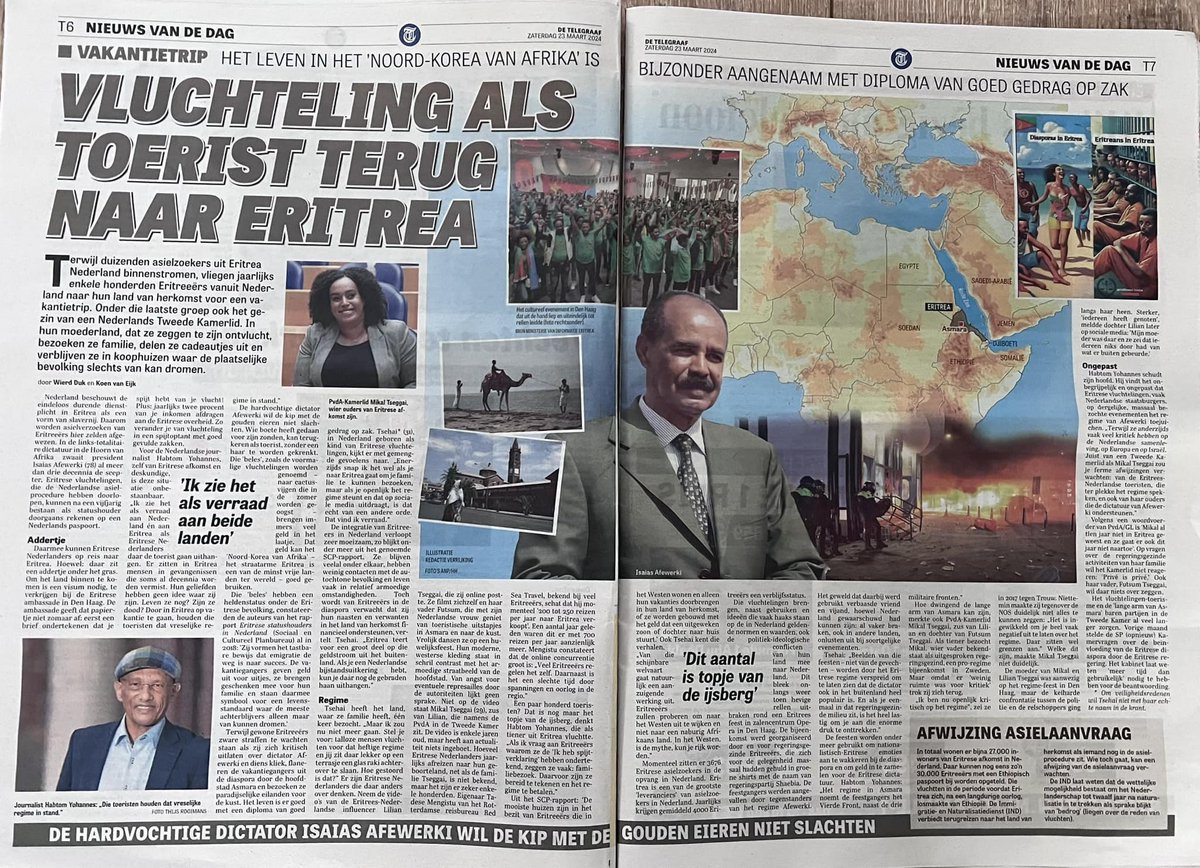 Arbea40's tweet photo. The @telegraaf sends a fail signal to the Netherland 🇳🇱 authority by this article that wrote ✍️ today. Brged Nhamedu is a peaceful refugee who fights for the rights of freedom. We don’t need to live under pressure and control In our new country’s. 
#TransnatinalRepresion https://t.co/HGm14rhywK