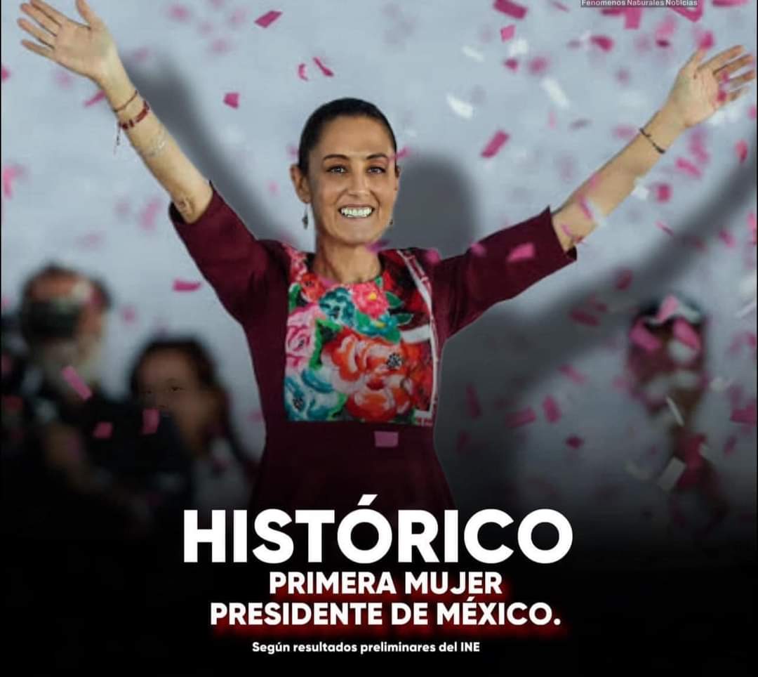 VeronicaR424's tweet photo. En un hecho histórico para nuestro país, la Dra. Claudia Sheinbaum @Claudiashein, se convierte en la primera mujer Presidenta de la República Mexicana 
Desde Los Estados Unidos, reciba usted nuestras más sinceras felicitaciónes, reconocimiento y ánimo de total colaboración. 🇲🇽 https://t.co/9ZS2pXSCai