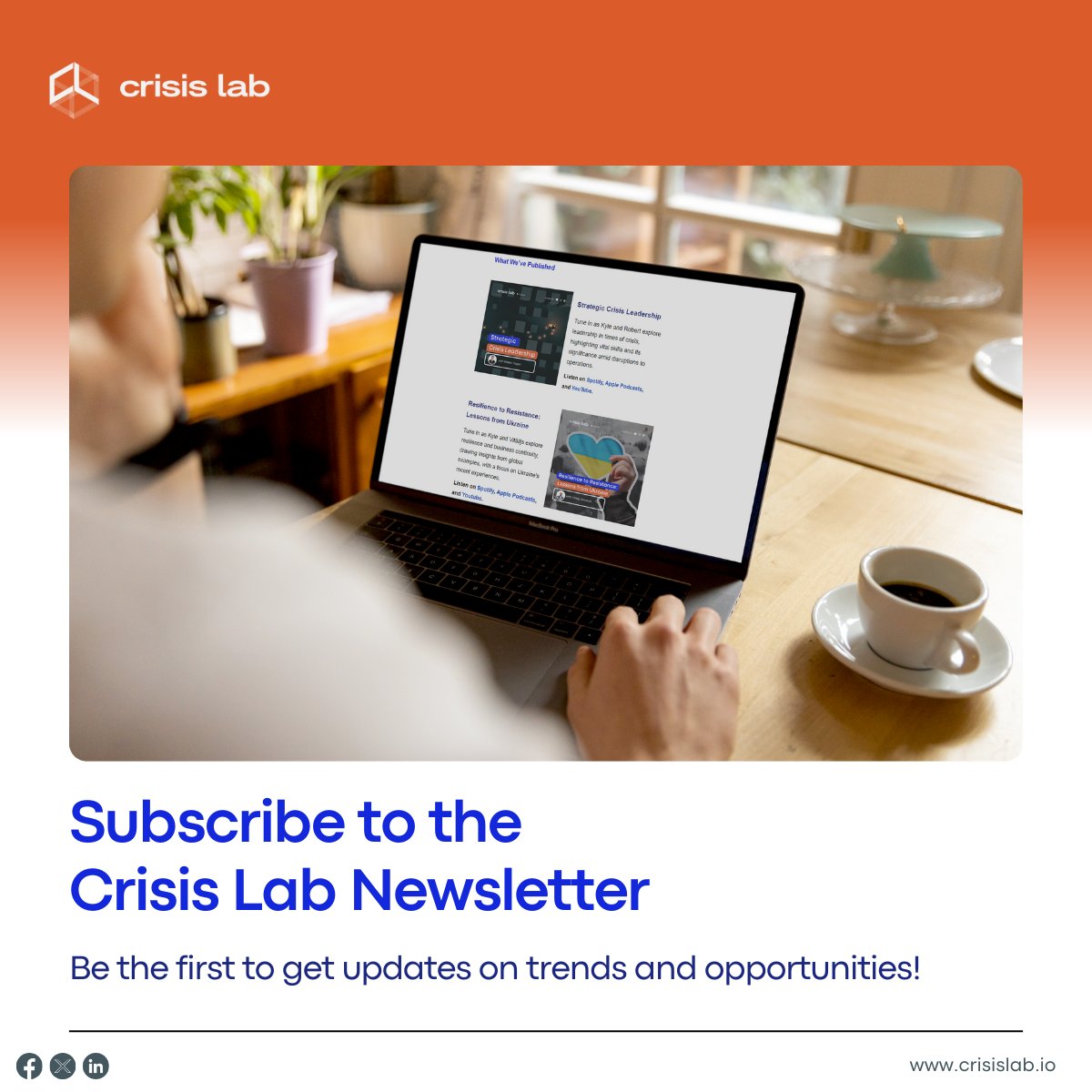thecrisislab's tweet photo. Stay updated with our newsletter! Expect key updates, career opportunities, and expert insights. Sign up to stay informed, validate your ideas, and learn from the best. 

Don't miss out – sign up now to receive essential knowledge directly to your inbox!
https://t.co/DrFUDUH3Cs https://t.co/iiVQKSqwcD