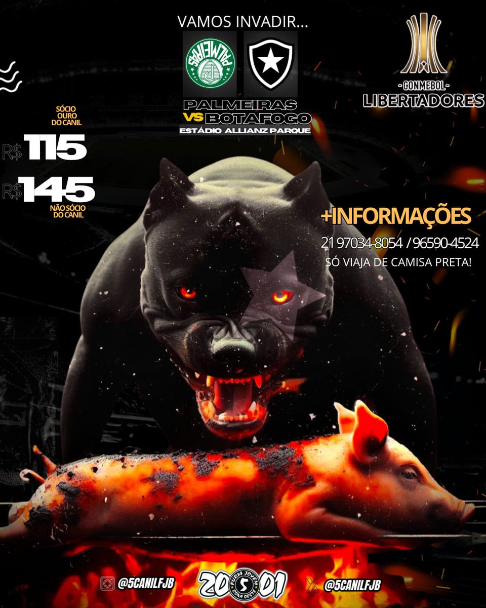 A GUERRA ESTÁ MARCADA 

VAMOS EM BUSCA DA GLÓRIA ETERNA 

CARAVANA ZONA OESTE

porcada x BOTAFOGO
21/08/2024

VALORES ⬇️

SÓCIO OURO  R$ 115,00

NÃO SÓCIO R$ 145,00

NINGUÉM GOSTA DA GENTE 

*OS DE PRETO* 🥷🏽

Quem se mistura com porco…