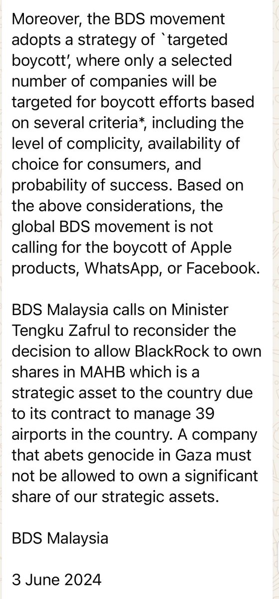 Response to Minister Tengku Zafrul on the issue of BlackRock.