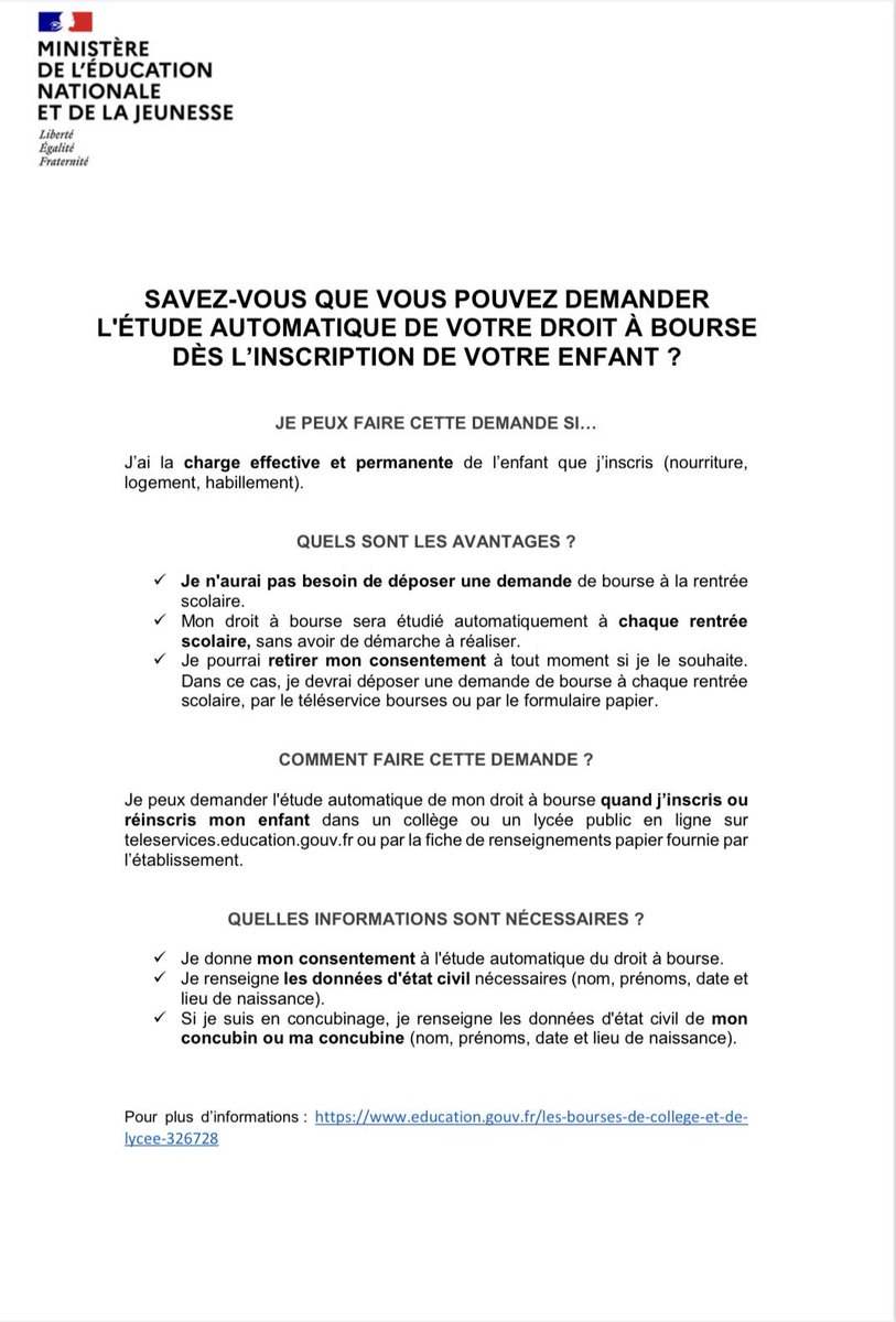 ClgThelle's tweet photo. 🇫🇷Flyer concernant la réforme des Bourses Nationales pour l’année 2024/2025🇫🇷
#bourse #flyer #boursenationale #college #acamiens #meru #oise #equite #reussite #educationnationale https://t.co/cKASFwpkxB