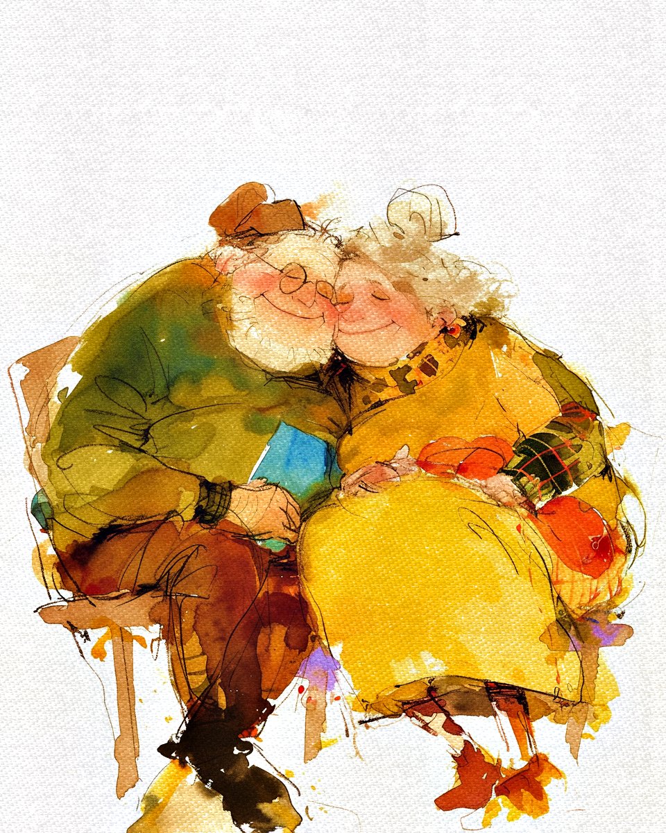 A blissful elderly couple💛

#Peace #AIArt #digitalartwork 
#AIArtwork #Illustration