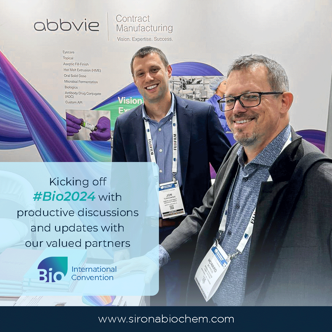 SironaBiochem's tweet photo. Excited to kick off #Bio2024 by engaging in productive discussions and sharing updates with our valued partners. Looking forward to deepening our collaborations and exploring new opportunities together. 

#SironaBiochem #Biotechnology #Abbvie #Partnerships #BioInternational https://t.co/PnQ52fik5c