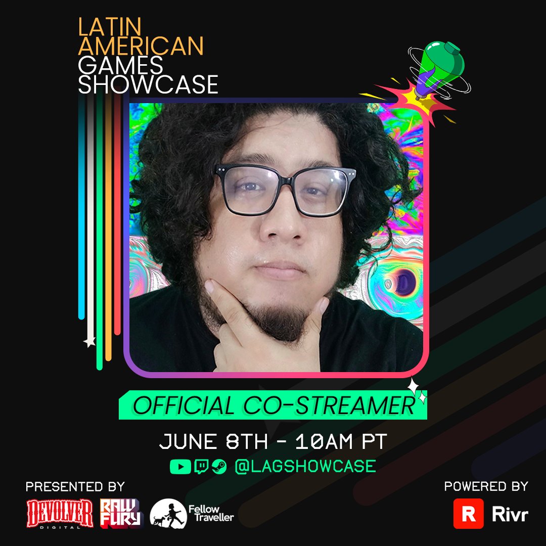 ¡QUE EMOCIÓN! 

Este sábado 8 de junio a las 11 am hora México seré co-streamer oficial de <a href="/LAGShowcase/">Latin American Games Showcase 🔜 GDC</a> , estaremos conociendo los nuevos juegos de puro talento Latino.  

Aquí andaré dejando las ligas para vernos en el canal de Youtube ;D