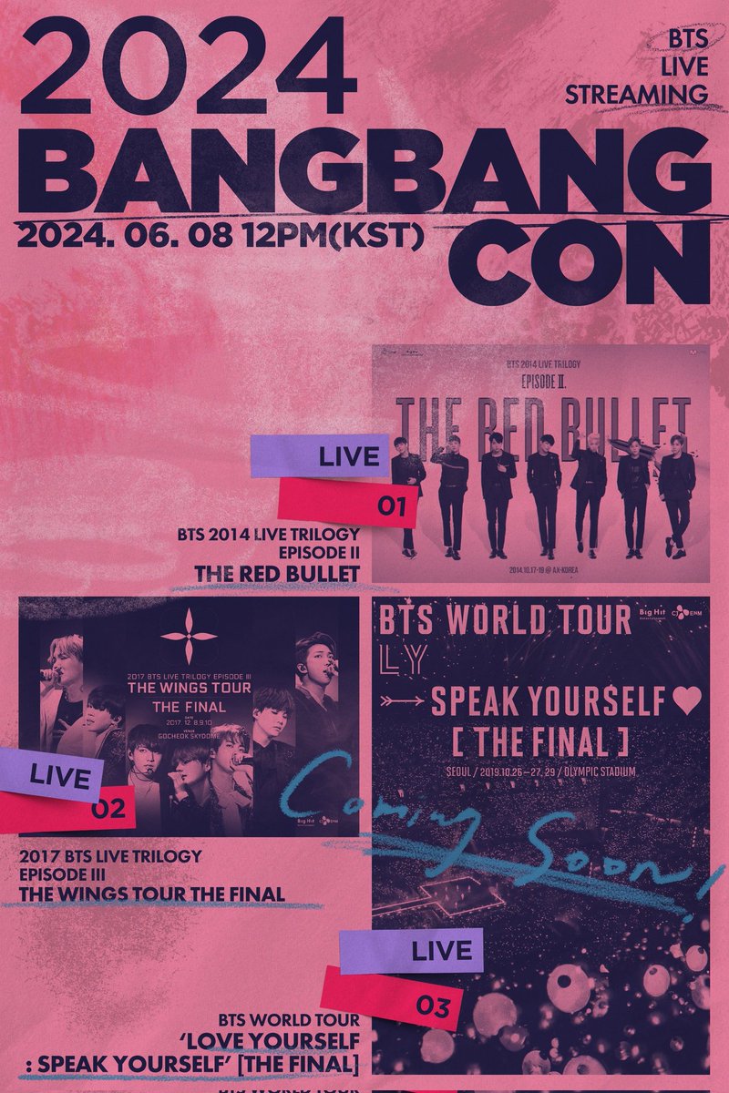 BTSARMYcasa's tweet photo. [💜]

"BANGBANGCON (방방콘)" merupakan singkatan dari
방에서 (bang eseo)
방탄 (bangtan)
콘서트 (consert)
yang artinya, konser bangtan di kamar/ruangan

Saat cov19 melanda di 2020, BTS &amp; ARMY tidak bisa bertemu😓, sehingga diadakanlah BANGBANGCON untuk menghibur ARMY saat itu~ https://t.co/NpMPlYOMOc
