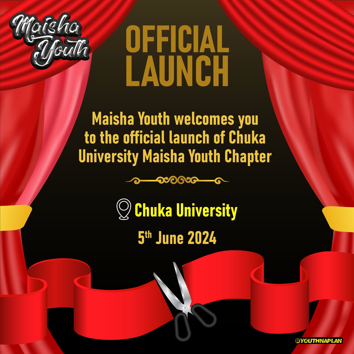 maisha_youth1's tweet photo. Maisha Youth welcomes you to the official launch of the Chuka University Maisha Youth Chapter.
Join us for an inspiring event as we kickstart a journey of empowerment and community building. Be part of the change.
See you there.
#MaishaYouth #YouthNaPlan #EndtheTripleThreat https://t.co/4FSgQZVnC9