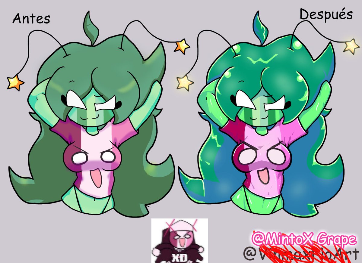 MintoXGrsp's tweet photo. Dibujos del antes y después que hice para una amiga mía ☕🦝✨✨ https://t.co/R2tgbNBovE