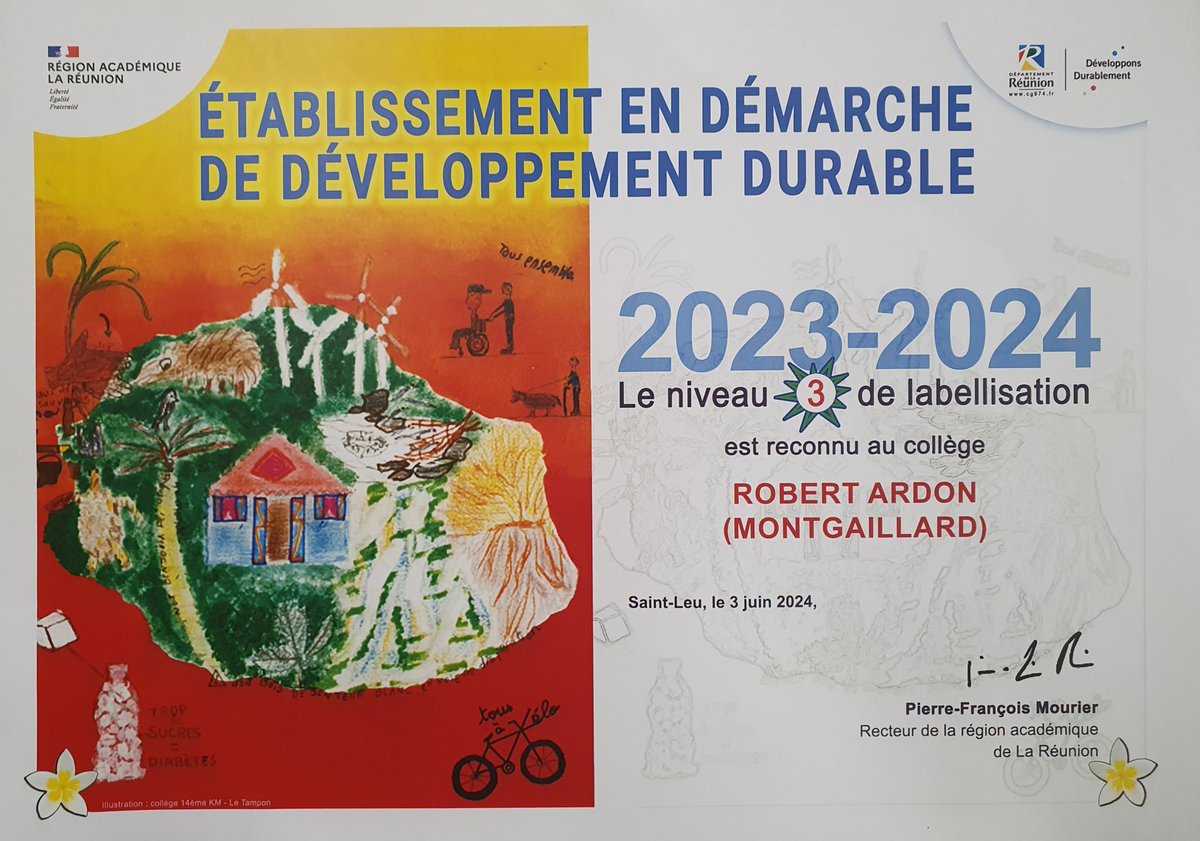 JA_Montgaillard's tweet photo. Un grand bravo à nos élèves pour la labellisation E3D  niveau expert décernée! De quoi renforcer encore la démarche  #DéveloppementDurable de tout l'établissement et au-delà !
@AcLaReunion @Region_Reunion https://t.co/qw8XDFVoQa