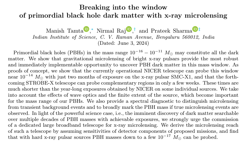 Hard to disagree.

New paper with <a href="/PrateekIISc/">Prateek Sharma</a> and our firecracker student making his publishing debut, <a href="/ManishTamta10/">Manish</a>.  

In which we propose smoking #darkmatter out of one of its famous hiding places, the primordial black hole mass window.

arxiv.org/abs/2405.20365

1/4