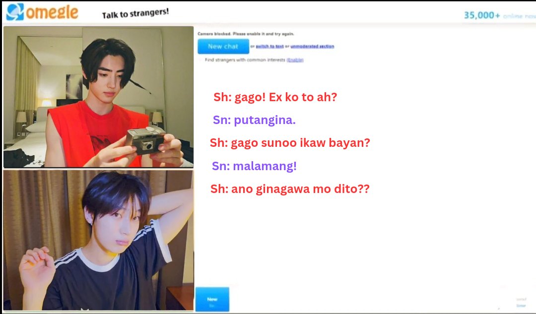 Omegle. 

— #Sunsun short au where in
Sunoo tried Omegle for the first time but unexpectedly matched with his ex, Sunghoon.