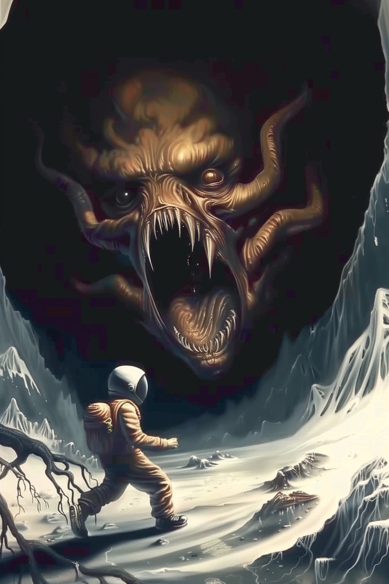 Beep_Bob_Boop's tweet photo. Cosmic Dread IV
#Astronaut #horrorArt #darkArt #comicArt #AIArt #cosmicDread https://t.co/RpHg5iJftL
