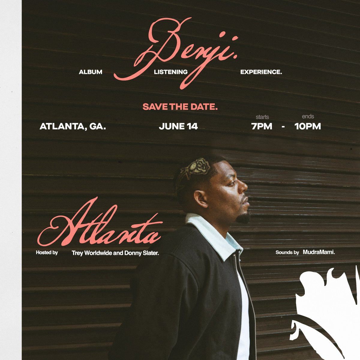 GuinRecords's tweet image. Attention fans of @benji_social in NYC and Atlanta! The moment you've been waiting for is here. RSVP now for a one-of-a-kind album listening event in your city! Click the link in our bio