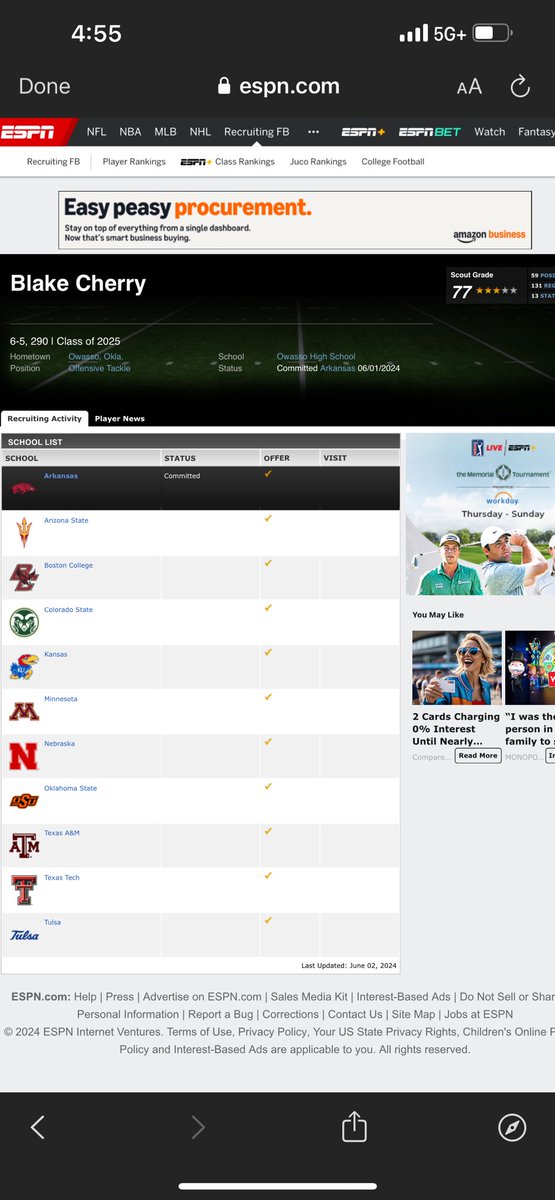 Blake Cherry (@blake_cherry06) on Twitter photo All glory to god! Happy and blessed to be ranked on ESPN and 247 today as a 3βοΈ!! <a href="/adamgorney/">Adam Gorney</a> <a href="/Josh_Scoop/">Josh McCuistion</a> <a href="/SWiltfong_/">Steve Wiltfong</a> <a href="/CoachMateos/">Eric Mateos π</a> <a href="/CoachSamPittman/">Coach Sam Pittman</a> <a href="/CoachMorsey/">Justin Morsey</a> <a href="/CoachRat60/">Justin Ratcliff</a> <a href="/RazorbackFB/">Arkansas Razorback Football</a> All glory to god! Happy and blessed to be ranked on ESPN and 247 today as a 3βοΈ!! <a href="/adamgorney/">Adam Gorney</a> <a href="/Josh_Scoop/">Josh McCuistion</a> <a href="/SWiltfong_/">Steve Wiltfong</a> <a href="/CoachMateos/">Eric Mateos π</a> <a href="/CoachSamPittman/">Coach Sam Pittman</a> <a href="/CoachMorsey/">Justin Morsey</a> <a href="/CoachRat60/">Justin Ratcliff</a> <a href="/RazorbackFB/">Arkansas Razorback Football</a>