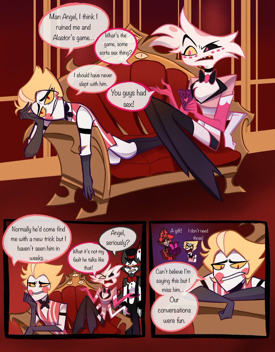 Barbieinpjs's tweet photo. Secret Keepers part 5
I hope you guys enjoy this fluff because the next one is angstttt. Also I’m not sure if I’m gonna do Radioapple week but maybe if I’m inspired!
#radioapple #HazbinHotelLucifer #alastor #hazbinhotel https://t.co/2vSU2OSnOu