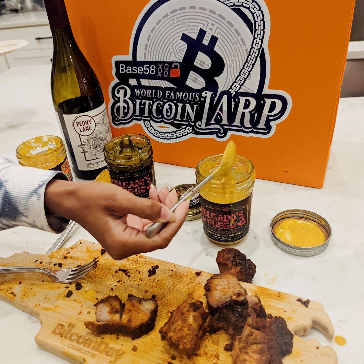 delgadosfuego's tweet photo. Great day learning about Bitcoin thanks to @babeswhobitcoin and @dimi8146 for @base58btc 's LARP @Bitcoin_CLT meetup.
@PeonyLaneWine and Fuego setting the mood right
#BITCOIN
#larp
#base58
#bitcoinlarp https://t.co/TDLUU5m1S0