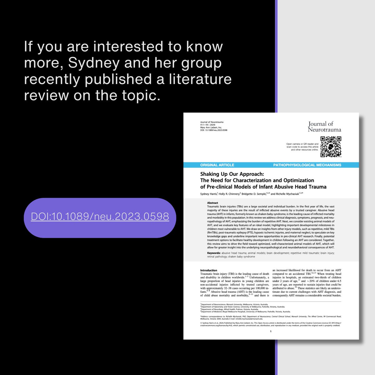 GIN Program (@gin_discovery) on Twitter photo 🧠 Spotlight on our rising stars! Meet Sydney, a dedicated PhD student at the #GINprogram. She is pioneering research into #AbusiveHeadTrauma, seeking deeper insights into its mechanisms to improve treatments.
🔗Discover more about her work: bit.ly/3V0GOnm
<a href="/sydaharris1/">Sydney Harris</a> 🧠 Spotlight on our rising stars! Meet Sydney, a dedicated PhD student at the #GINprogram. She is pioneering research into #AbusiveHeadTrauma, seeking deeper insights into its mechanisms to improve treatments.
🔗Discover more about her work: bit.ly/3V0GOnm
<a href="/sydaharris1/">Sydney Harris</a>
