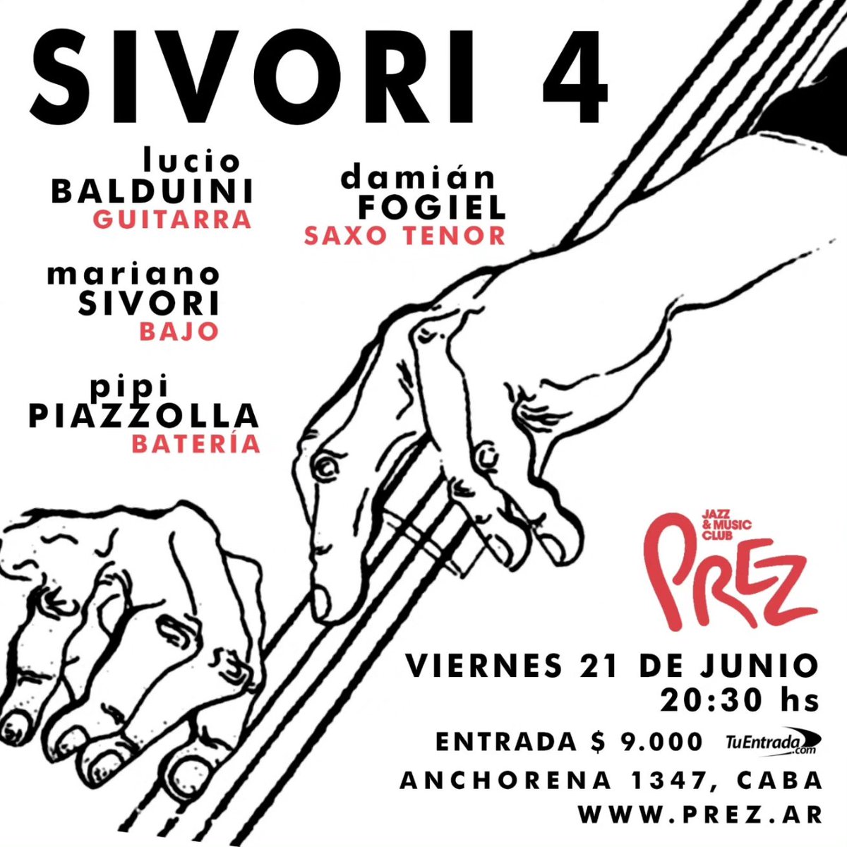 Para ir agendando ... 

Sivori4 en  #Prez ! 

21 de Junio 20:30hs. 
<a href="/LucioBalduini/">Lucio Balduini</a> 
<a href="/DamianFogiel/">Damian Fogiel</a> 
<a href="/piazzollapipi/">pipi piazzolla real</a> 
<a href="/pipipiazzolla/">Pipi Piazzolla</a>