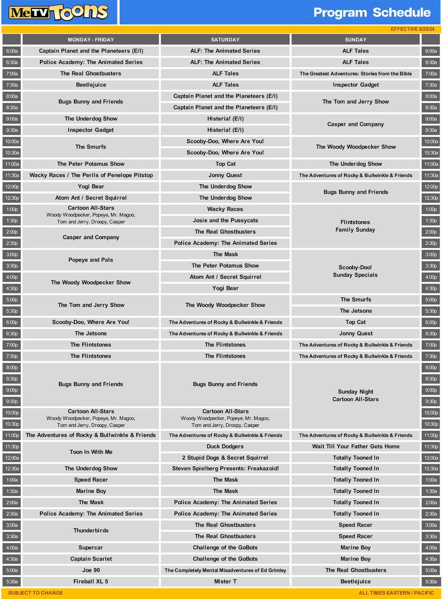 Gotta say as a 🇨🇦 I’m jealous! This free over the air 🇺🇸 channel has got a really solid initial lineup. Removing the paid barrier of entry for something like the #LooneyTunes or the #hannabarbera shows exposes them to a whole new audience &amp; generation