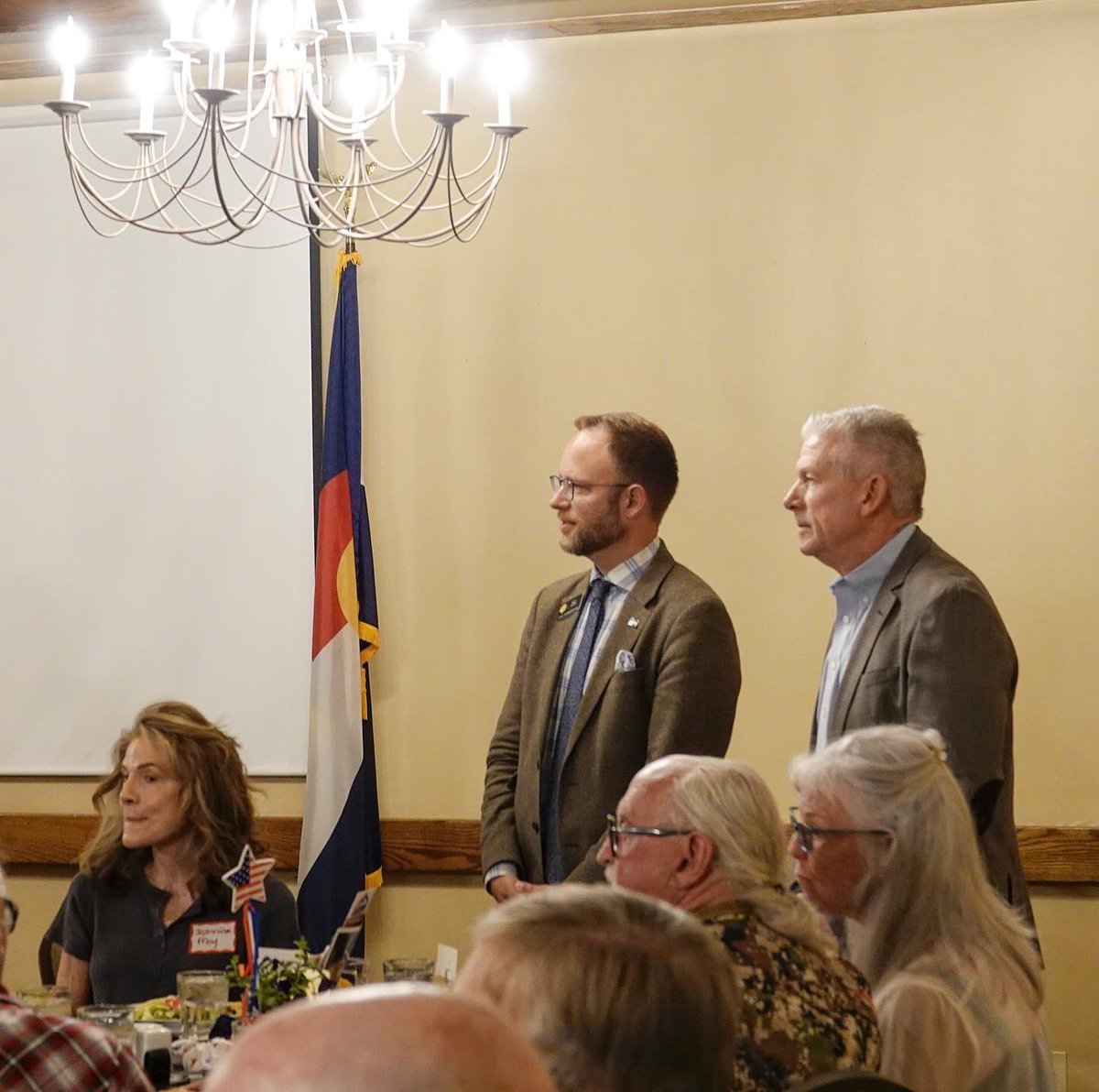SoperMatthew's tweet photo. Honored to be able to join Sen. Janice Rich and Rep. Rick Taggart in giving a legislative re-cap to a packed house of the Mesa County Republican Woman of what all happened during the session!
#RepSoper #soperhd54 #mattsoper #copolitics #coleg #westerncolorado #westslopebestslope https://t.co/4ly5M34TWJ