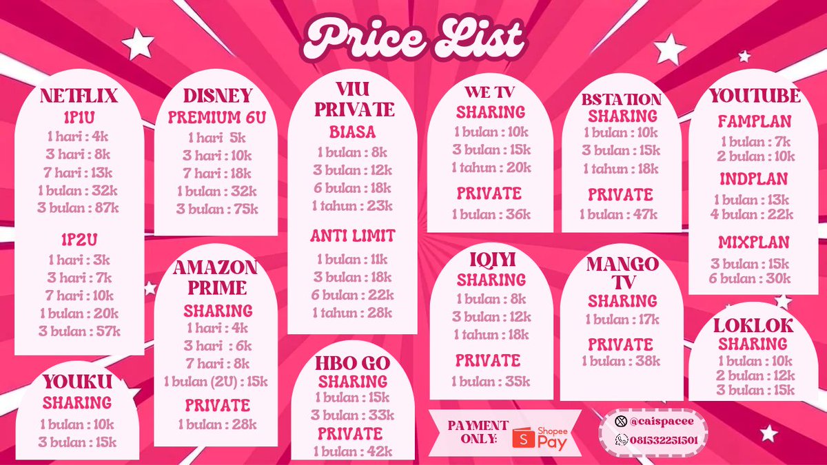 caispacee's tweet image. haloo, aku open berbagai app prem harganya affordable💸 yaa yg mau buy ke wa atau dm aja pasti sat set. walaupun baru netes tapi dijamin trusted😻👍🏻
☎️ : wa.me/6281532251501

#zonauang #Zonajajan