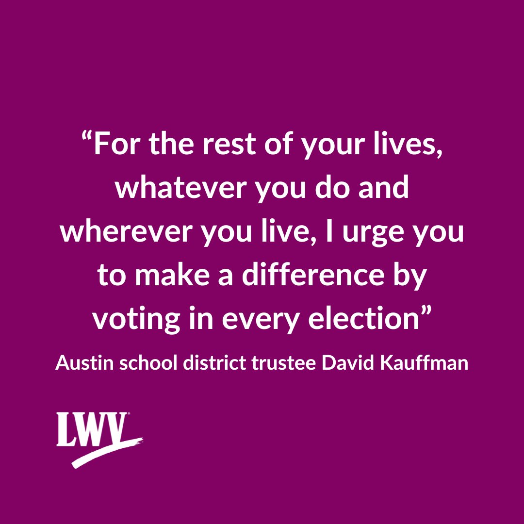LeagueWomenVotersATX (@lwvatx) on Twitter photo Concerning read by <a href="/statesman/">Austin Statesman</a> <a href="/bgrumet/">Bridget Grumet</a>
"Cherish your vote and our democracy. Both face new challenges in Texas." #democracy #vote #lwv <a href="/KauffmanforAISD/">David Kauffman, AISD School Board Trustee D7</a> statesman.com/story/opinion/… Concerning read by <a href="/statesman/">Austin Statesman</a> <a href="/bgrumet/">Bridget Grumet</a>
"Cherish your vote and our democracy. Both face new challenges in Texas." #democracy #vote #lwv <a href="/KauffmanforAISD/">David Kauffman, AISD School Board Trustee D7</a> statesman.com/story/opinion/…