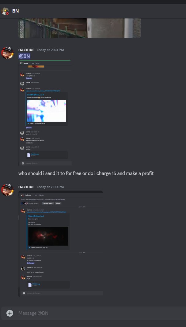 exposing @\bnvfx_  for scamming and asking me to doxx <a href="/vfxdraco/">dratuz ✯</a> BN was also screaming the n word in vc and kept saying it to me when im not black. BN was being racist to someone else in vc as well I think his name was jay but I dont know his @.