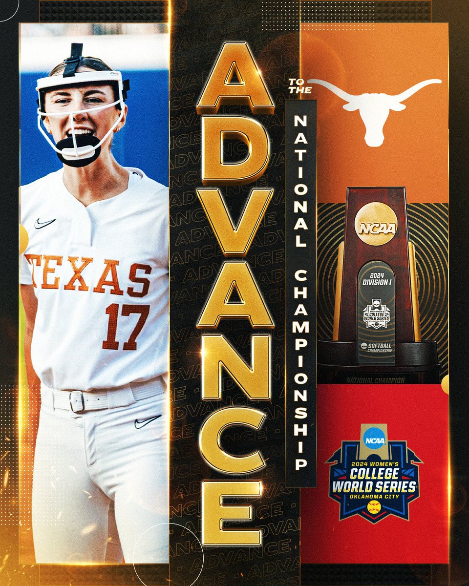 NCAA Softball (@ncaasoftball) on Twitter photo TEXAS WILL PLAY FOR THE TITLE 🤘
(1) <a href="/TexasSoftball/">Texas Softball</a> sneaks by (8) Stanford, 1-0, on a squeeze play in the top of the 7th inning to advance to the #WCWS Championship Finals! TEXAS WILL PLAY FOR THE TITLE 🤘
(1) <a href="/TexasSoftball/">Texas Softball</a> sneaks by (8) Stanford, 1-0, on a squeeze play in the top of the 7th inning to advance to the #WCWS Championship Finals!