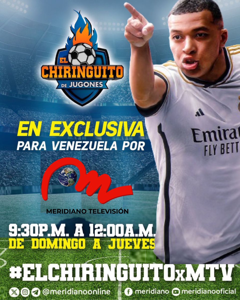 ¿LLEGÓ AL MEJOR EQUIPO DE LA HISTORIA? ¿BATIRÁ RÉCORDS MBAPPE EN EL CLUB MERENGUE? . Pégate a la señal de #MeridianoTV y no te pierdas @elchiringuitotv en exclusiva para Venezuela. . Sintoniza a las 9:30p.m. . #ELCHIRINGUITOxMTV . #mbappe #elchiringuito #realmadrid