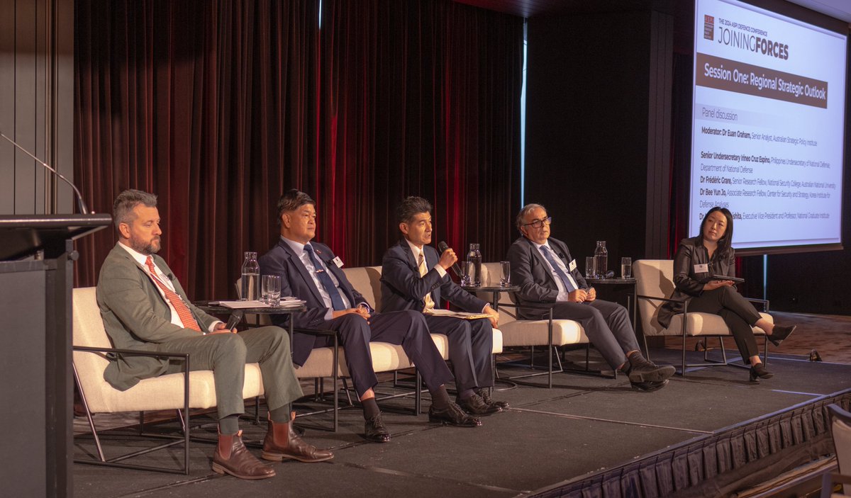 ASPI (@aspi_org) on Twitter photo In our first panel session at #JoiningFORCES, ASPI’s <a href="/graham_euan/">Euan Graham</a>, Senior Undersecretary Irineo Cruz Espino, <a href="/NaruMichishita/">道下徳成 Narushige (Michi) Michishita, Ph.D.</a>, <a href="/NSC_ANU/">ANU National Security College</a>'s Dr Frédéric Grare and the <a href="/AtlanticCouncil/">Atlantic Council</a>'s Dr Bee Yun Jo discussed the 🇵🇭 , 🇯🇵 , 🇪🇺 and 🇰🇷 perspective on the future of the 🌏 region. In our first panel session at #JoiningFORCES, ASPI’s <a href="/graham_euan/">Euan Graham</a>, Senior Undersecretary Irineo Cruz Espino, <a href="/NaruMichishita/">道下徳成 Narushige (Michi) Michishita, Ph.D.</a>, <a href="/NSC_ANU/">ANU National Security College</a>'s Dr Frédéric Grare and the <a href="/AtlanticCouncil/">Atlantic Council</a>'s Dr Bee Yun Jo discussed the 🇵🇭 , 🇯🇵 , 🇪🇺 and 🇰🇷 perspective on the future of the 🌏 region.